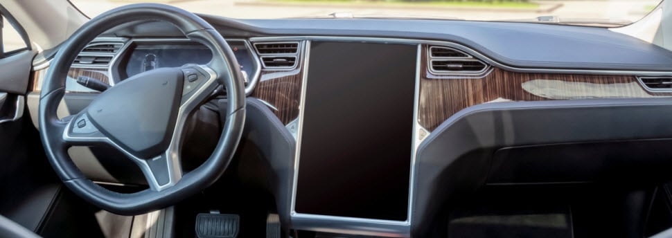 electric car interior with touch screen