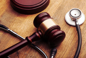 Law gavel and stethoscope