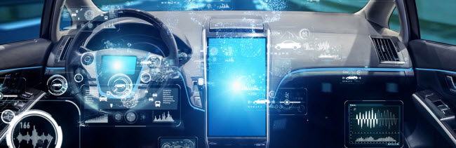 interior of a tesla car with large screen